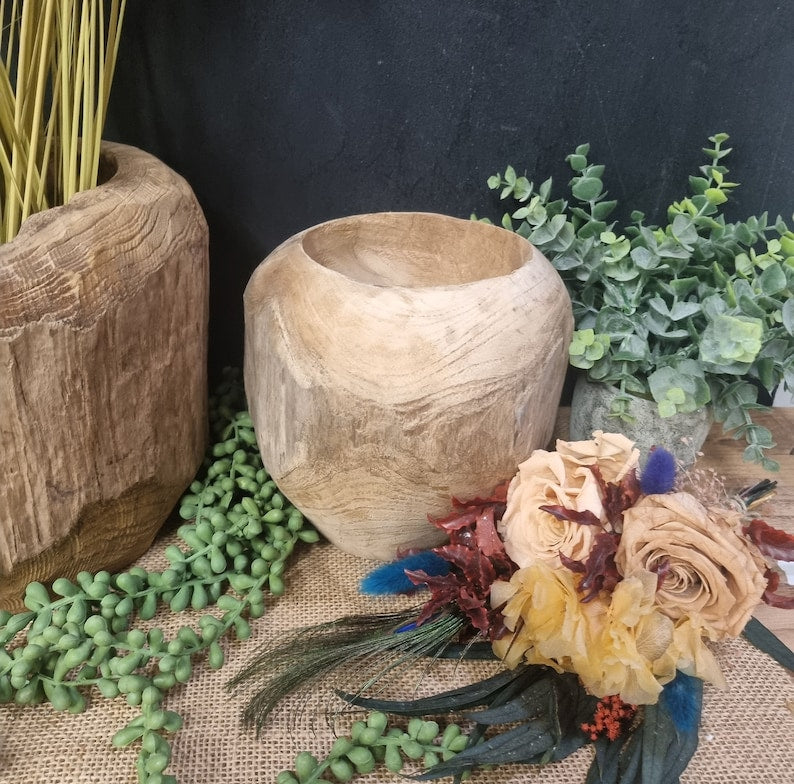 Rustic Antique Teak Javanese Pots Unique Reclaimed