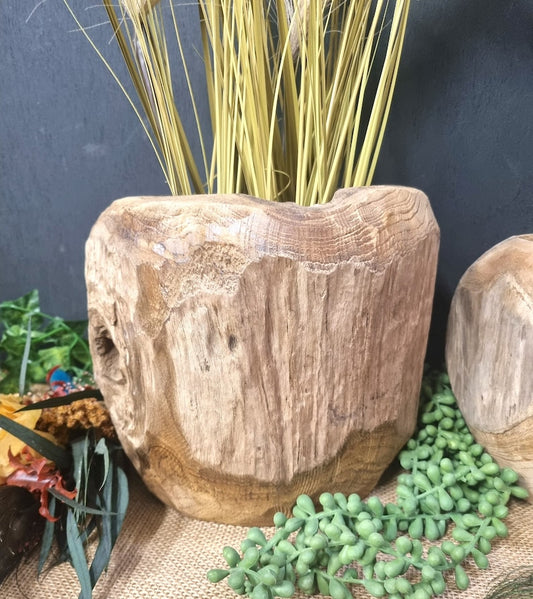 Rustic Antique Teak Javanese Pots Unique Reclaimed