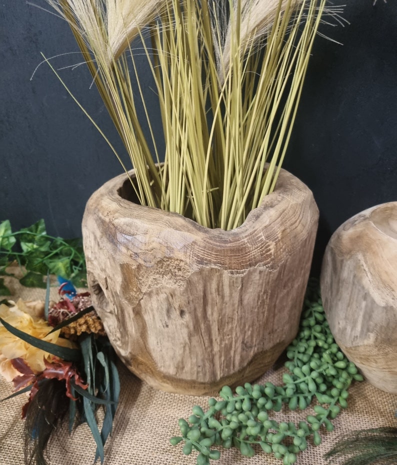 Rustic Antique Teak Javanese Pots Unique Reclaimed